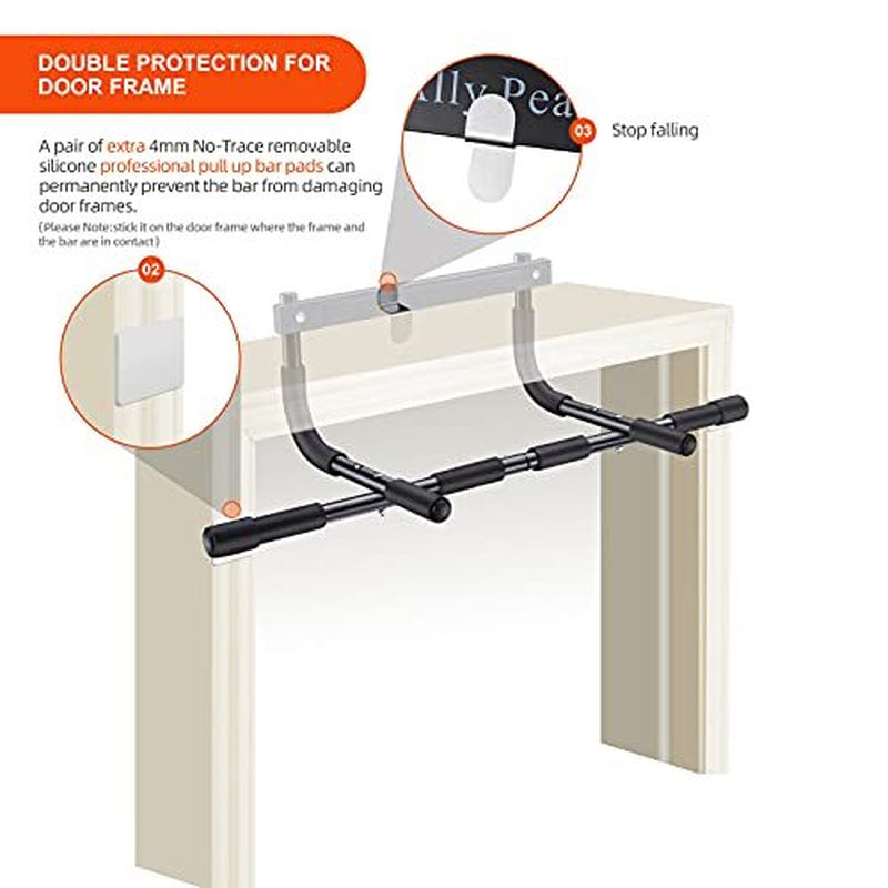 Pull up Bar for Doorway | Thickened Steel Max Limit 440 Lbs Upper Body Silver2
