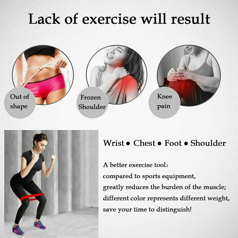 Resistance Bands Loop Set Strength Fitness Leg Exercise Yoga Workout Pull up US