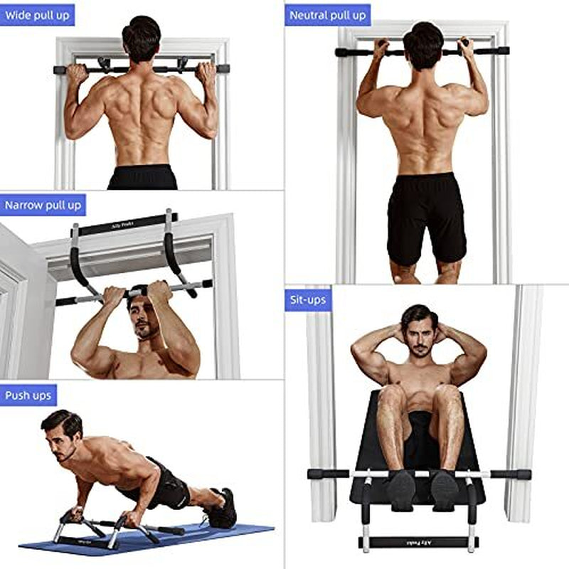 Pull up Bar for Doorway | Thickened Steel Max Limit 440 Lbs Upper Body Silver2