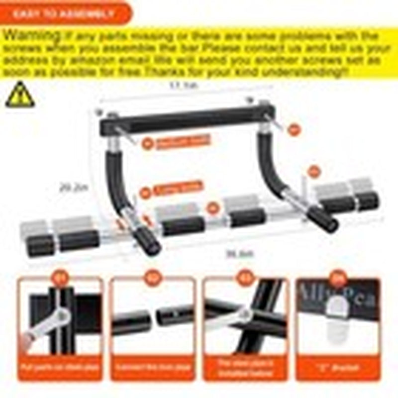 Pull up Bar for Doorway | Thickened Steel Max Limit 440 Lbs Upper Body Silver2