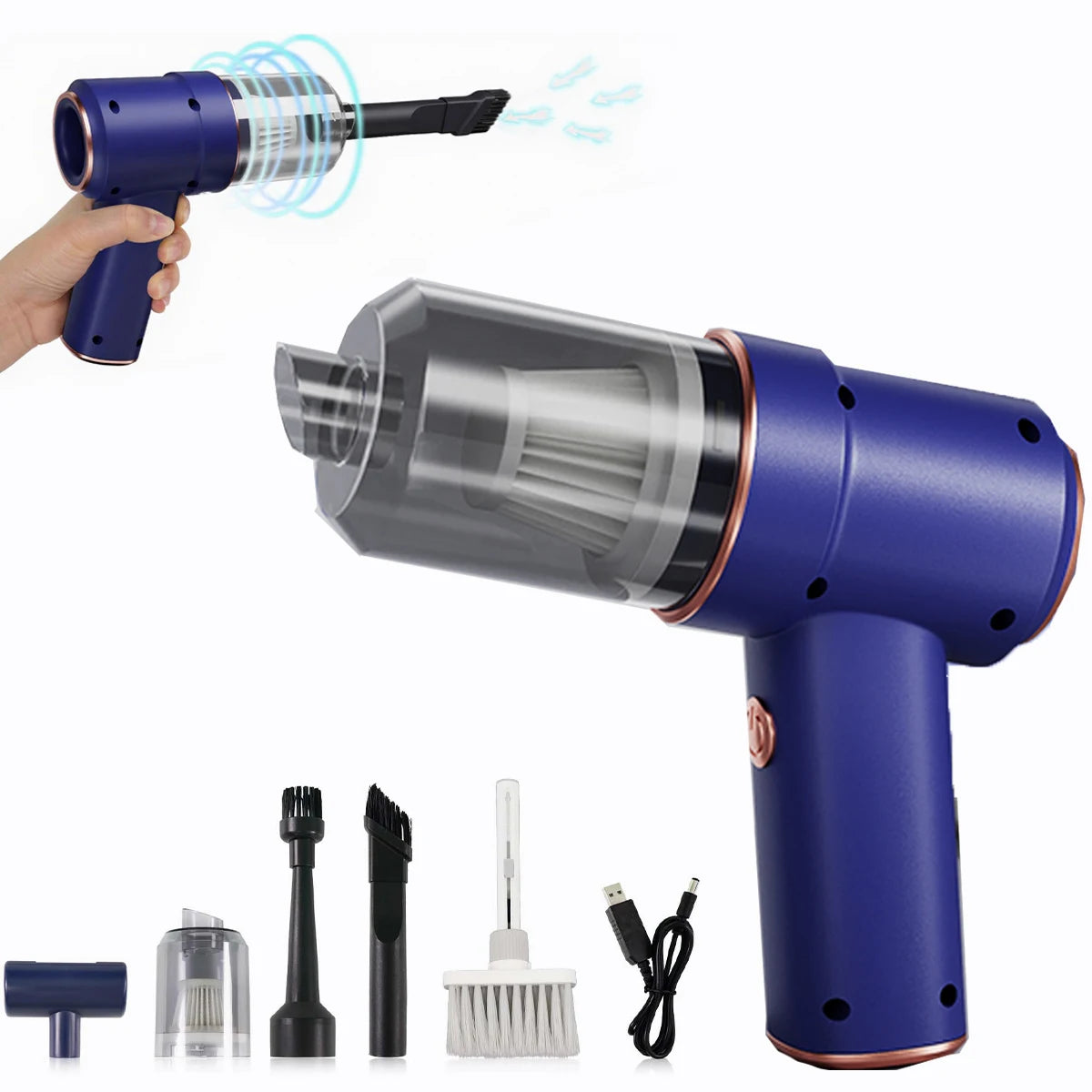 4000Mah Portable Compressed Air Duster Multi Air Blower & Vacuum Cleaner Cordless Duster Blower for Keyboard Computer Cleaning