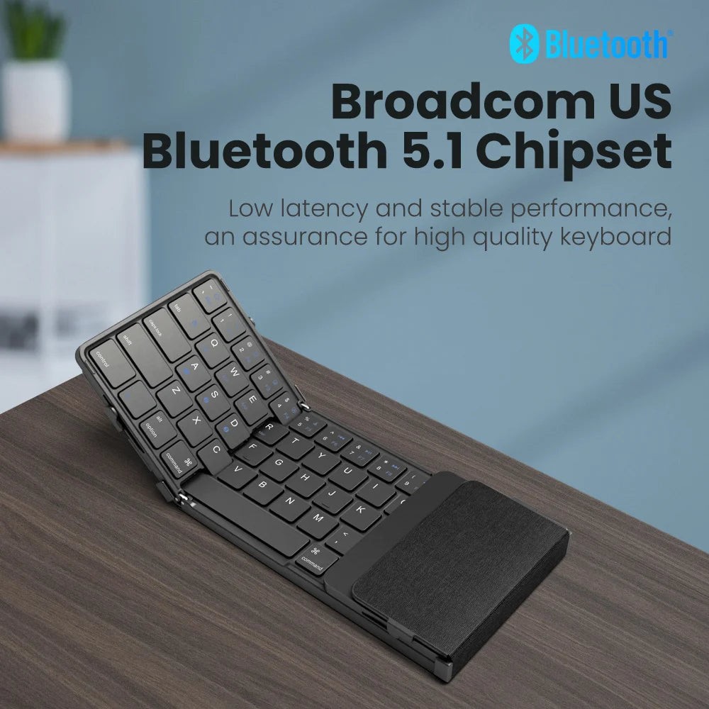 Wireless Folding Keyboard with Touchpad Rechargeable Foldable Bluetooth Keyboard for Tablet Ipad Iphone