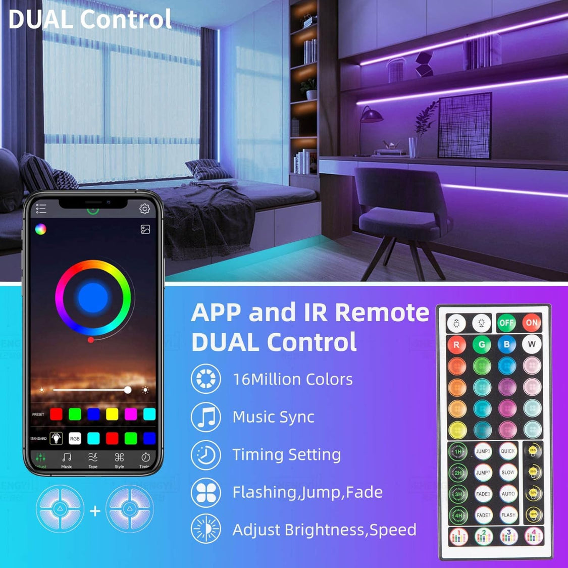 Remote Led Lights for Bedroom Room Lighting Flexible Home Decor