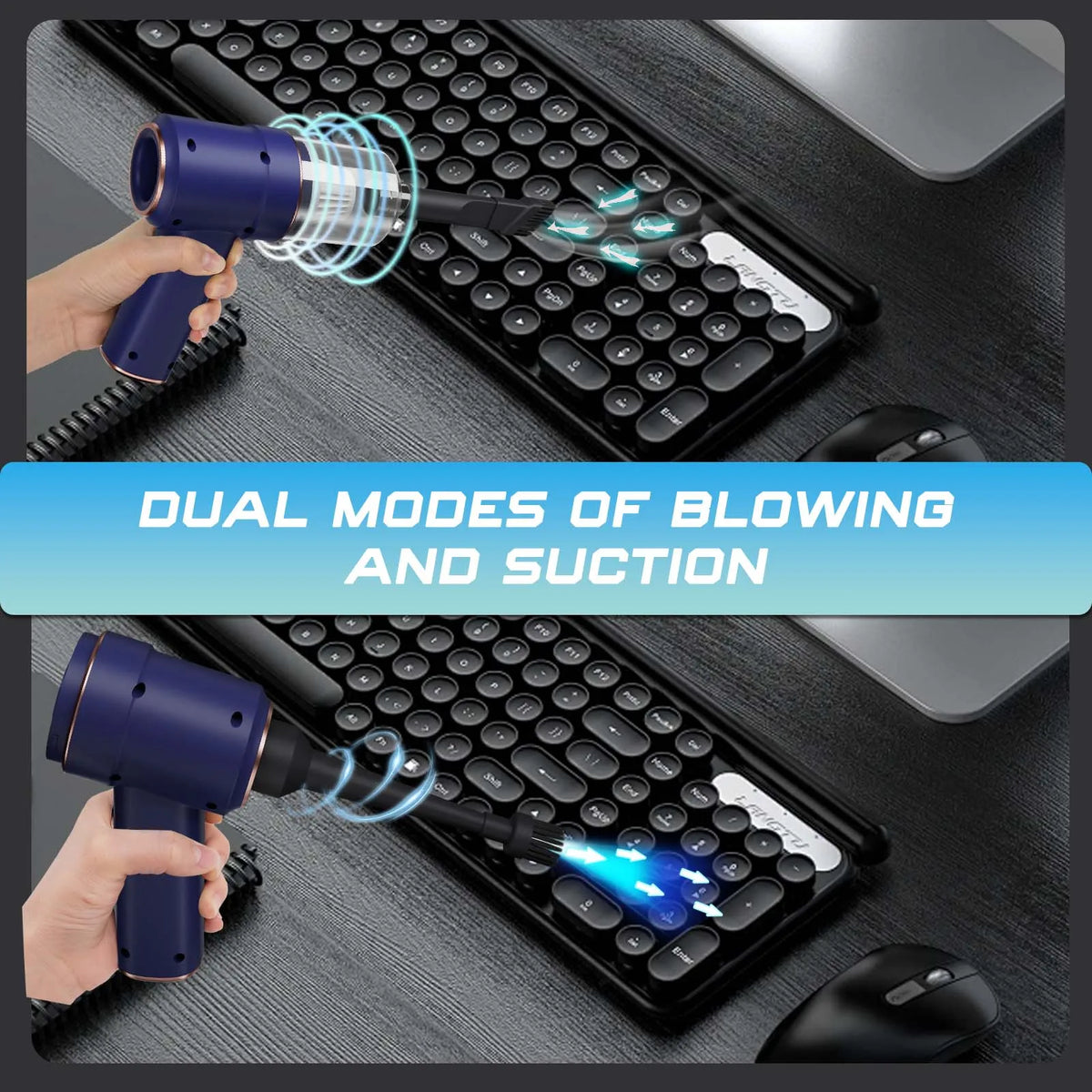 4000Mah Portable Compressed Air Duster Multi Air Blower & Vacuum Cleaner Cordless Duster Blower for Keyboard Computer Cleaning