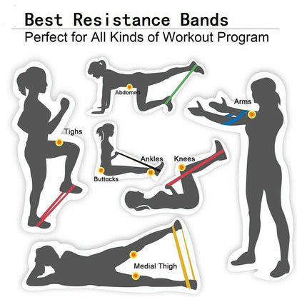 Resistance Bands Loop Set Strength Fitness Leg Exercise Yoga Workout Pull up US