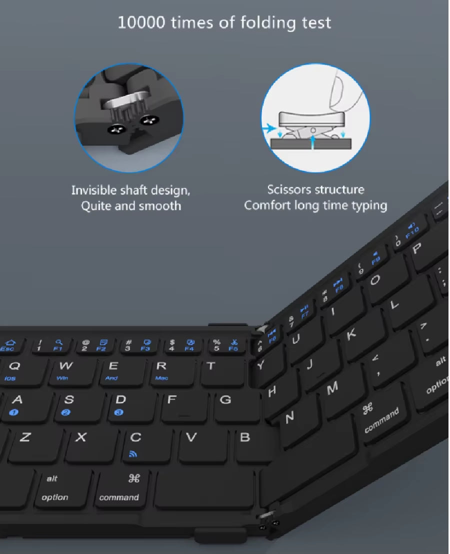 BOW Foldable Bluetooth Keyboard Rechargeable Wireless Keyboard Folding 2.4G Keyboard for Iphone Ipad Laptop Desktop