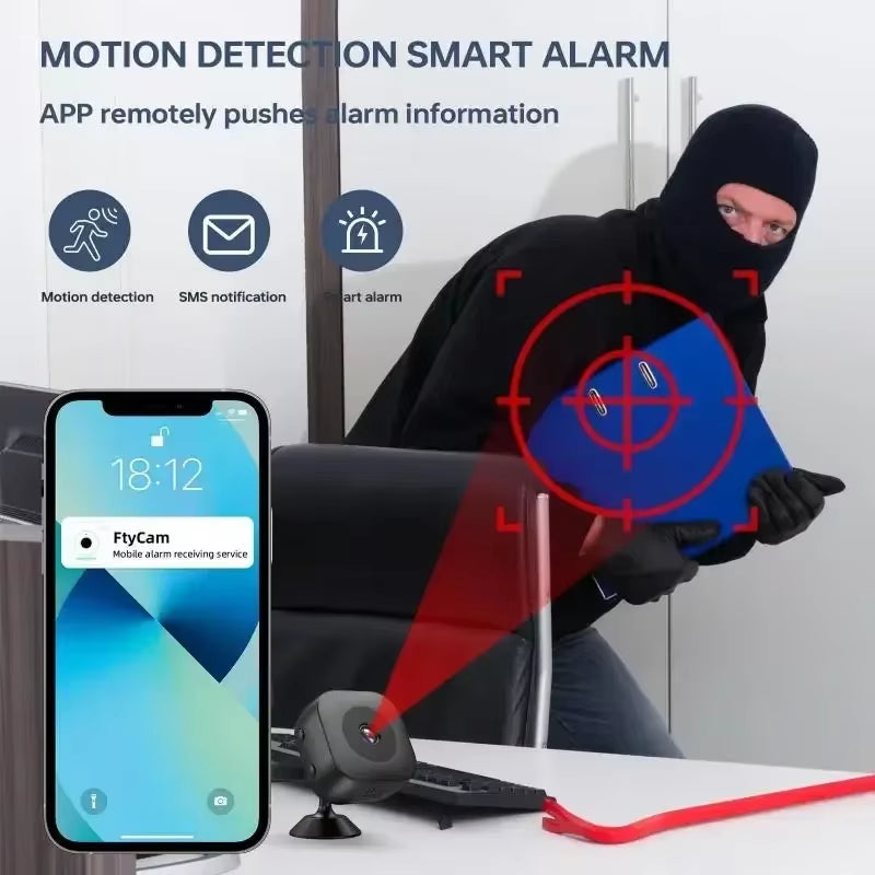 Mini Security Camera Pro 4K Fullhd Wifi Surveillance with 2 Way Audio Motion Detection Infrared Night Vision Security Cam