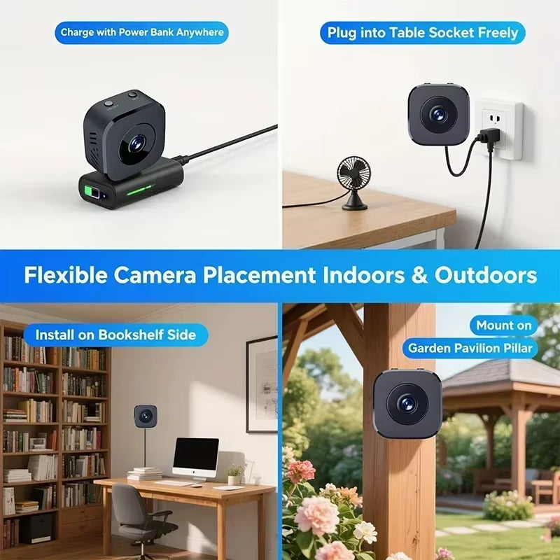 Mini Security Camera Pro 4K Fullhd Wifi Surveillance with 2 Way Audio Motion Detection Infrared Night Vision Security Cam