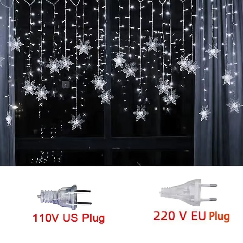 Christmas Lights Outdoor Decoration Hanging Led Snowflake Lights Curtain String Lights Party Garden Eaves Decoration.