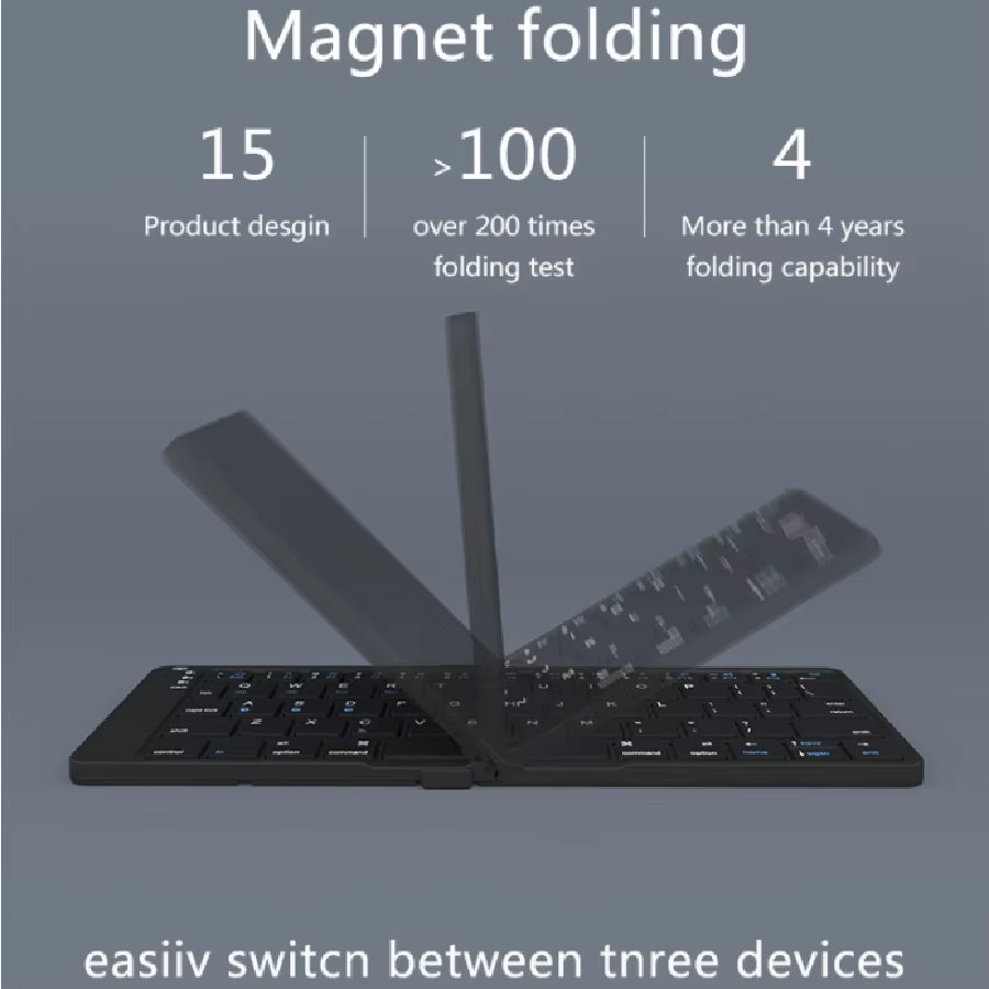 BOW Foldable Bluetooth Keyboard Rechargeable Wireless Keyboard Folding 2.4G Keyboard for Iphone Ipad Laptop Desktop